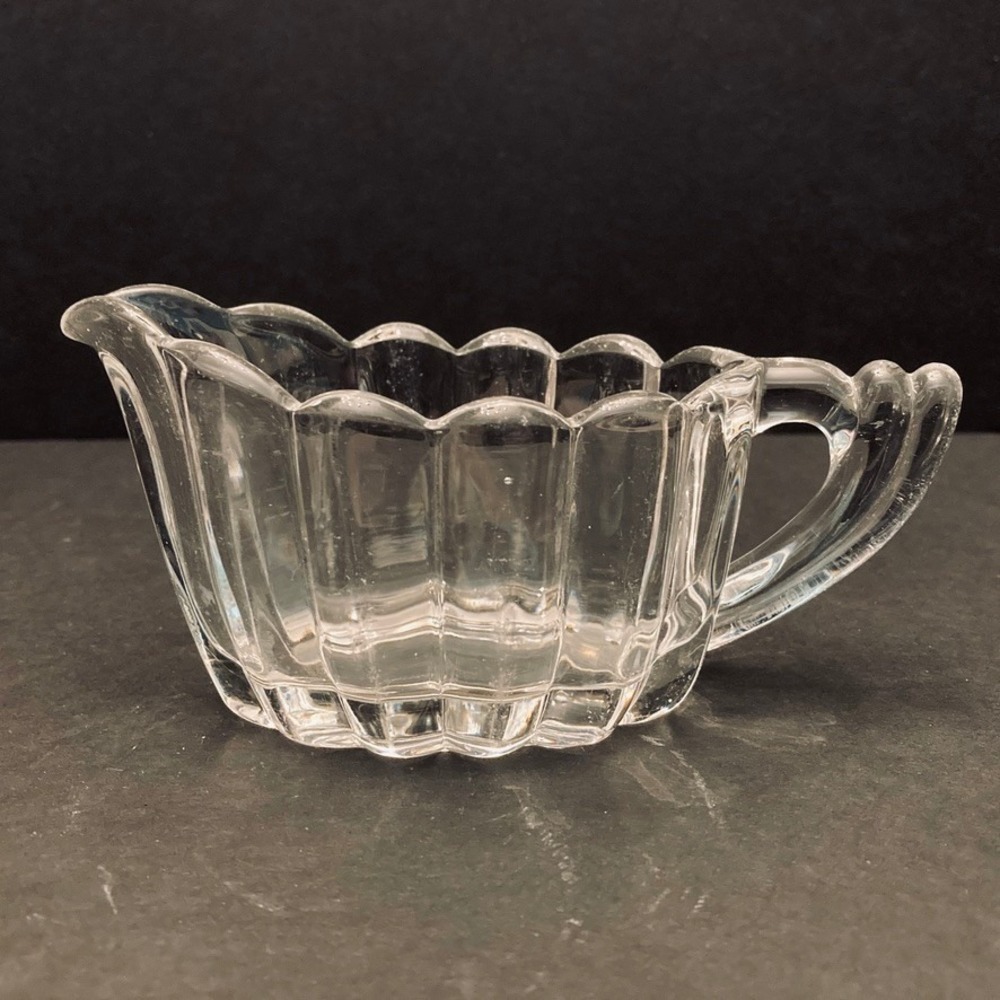 Vtg Heisey Glass #1503 Crystolite Individual Creamer Marked MCM Oval Ribbed